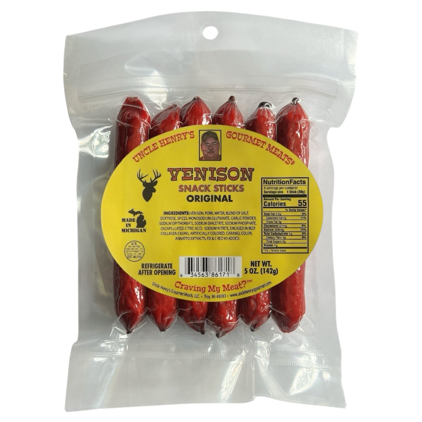 Wild Game Meat Snack Sticks - 5oz Resealable Bags - Uncle Henry’s Gourmet Meats