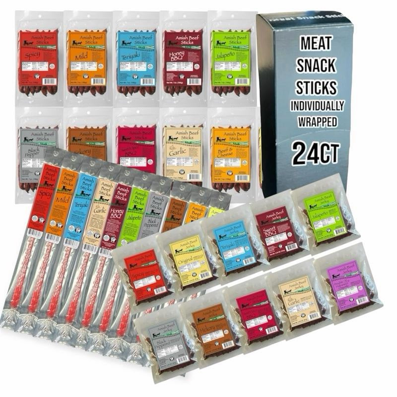 Beef Sticks - Seven 1oz Snack Sticks - 7 Ounce Beef Stick Bags -  High-Quality Meat Snack