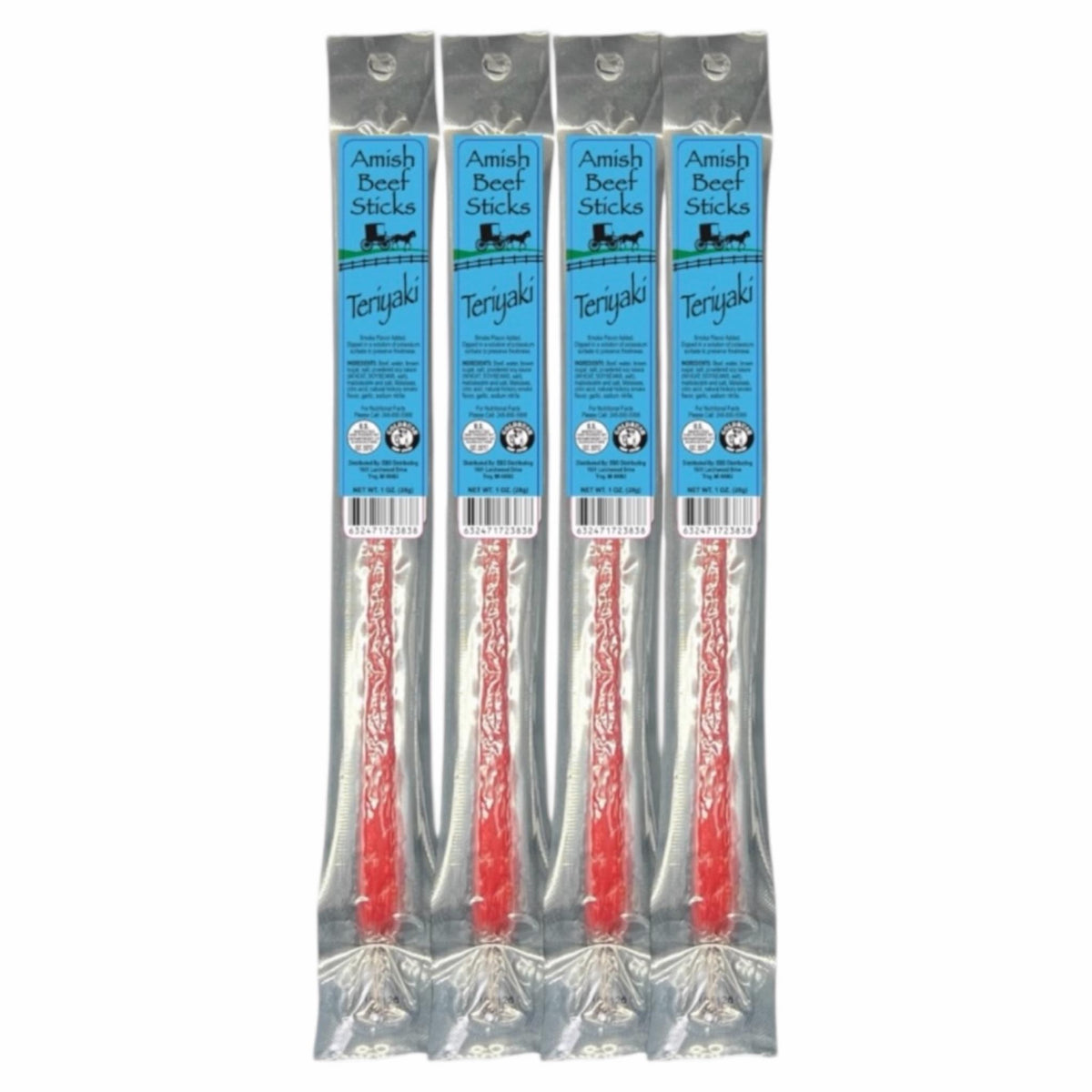 Beef Sticks 4ct - 4 Individually Wrapped - One Ounce - Amish Beef Snack Sticks