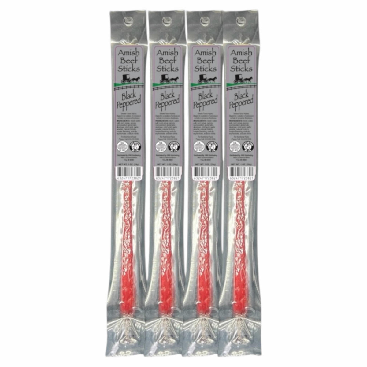 Beef Sticks 4ct - 4 Individually Wrapped - One Ounce - Amish Beef Snack Sticks