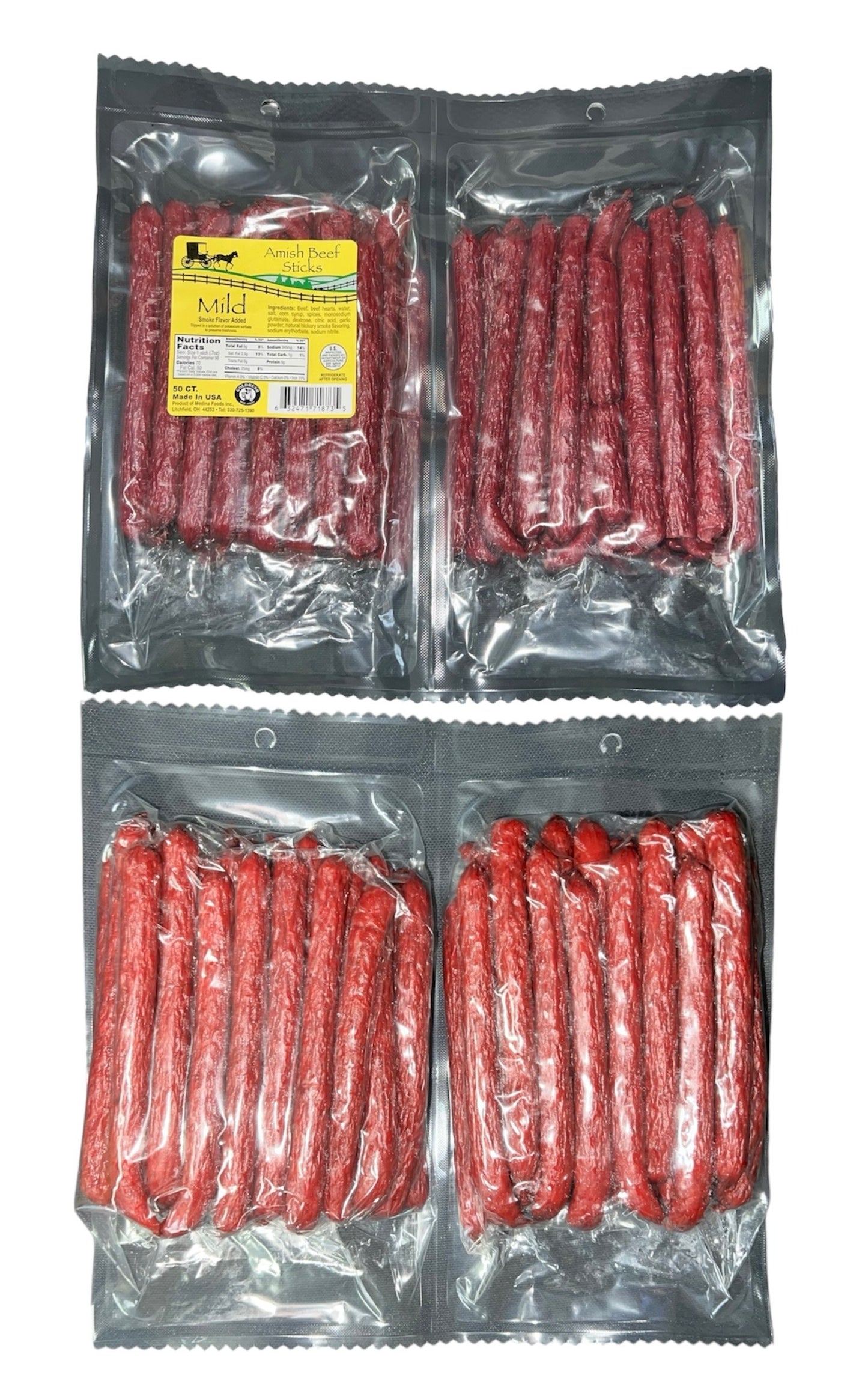 Bolsa de sillín Amish Beef Stick Mild - 50 unidades - Suave