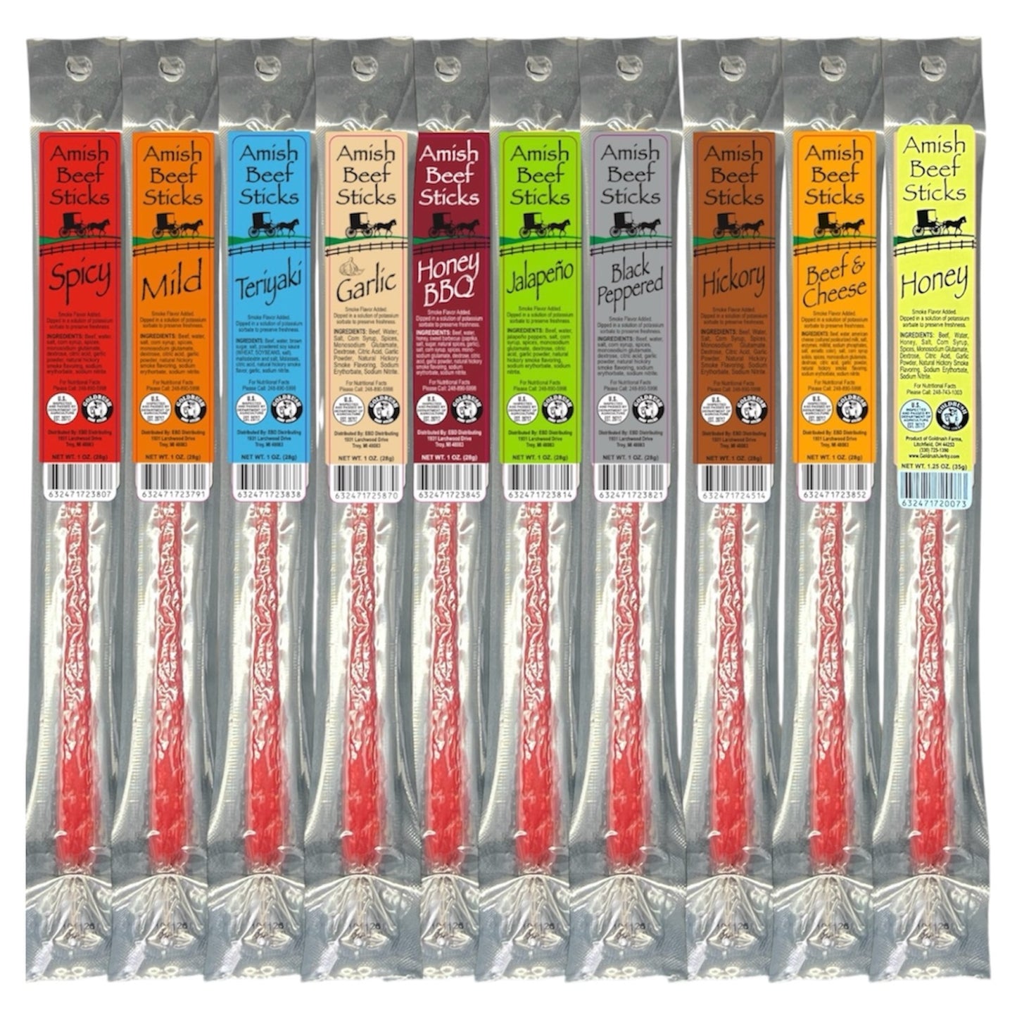 Amish Beef Sticks Individually Wrapped Sampler Pack