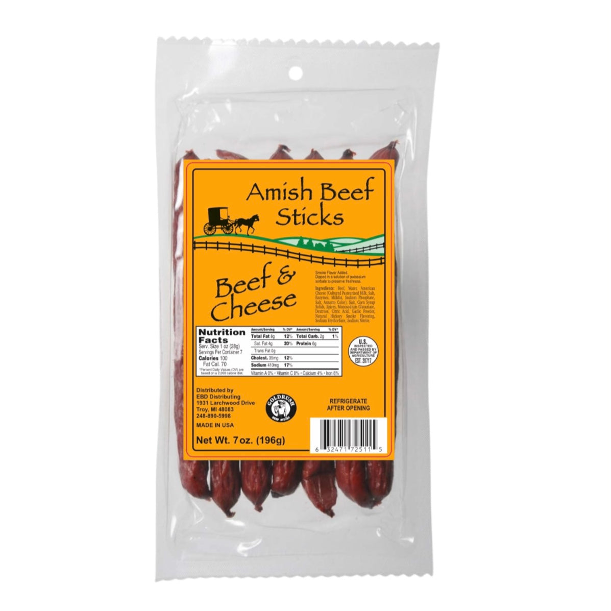 Amish Beef Sticks 7oz Bag