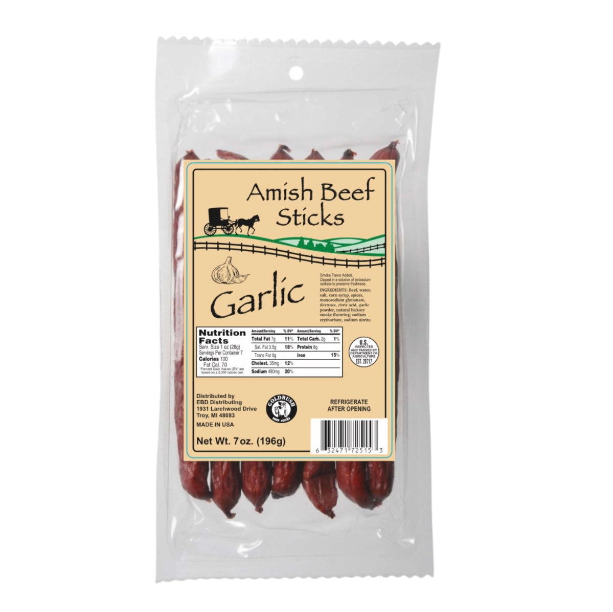 Amish Beef Sticks 7oz Bag