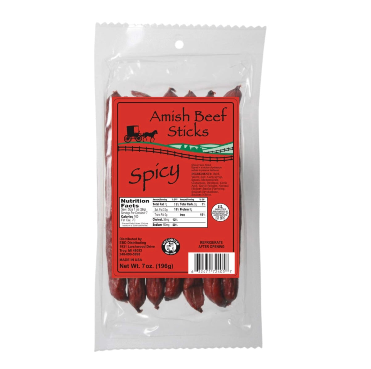 Amish Beef Sticks 7oz Bag