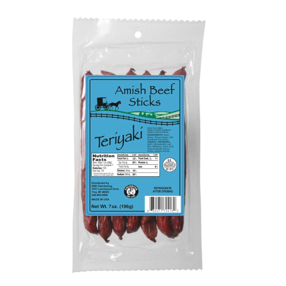 Amish Beef Sticks 7oz Bag