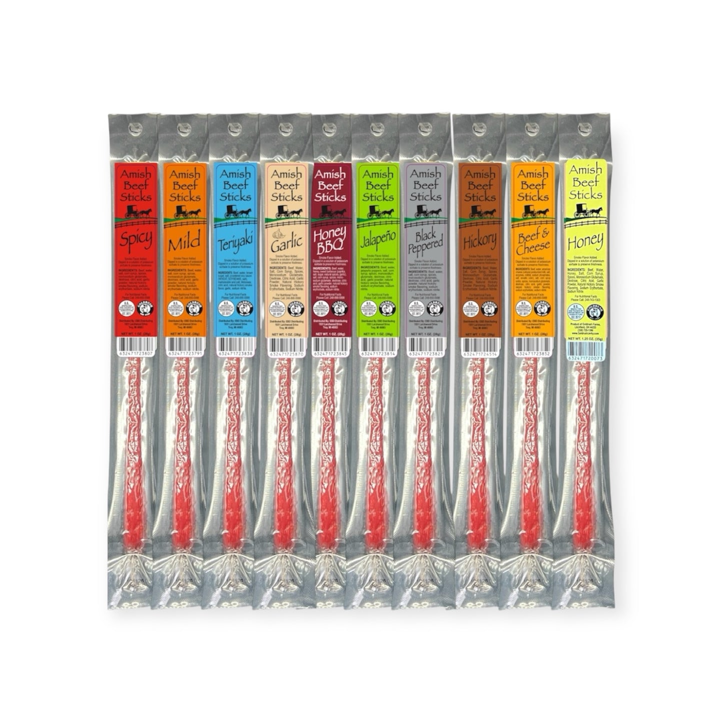 Amish Beef Sticks Individually Wrapped Sampler Pack