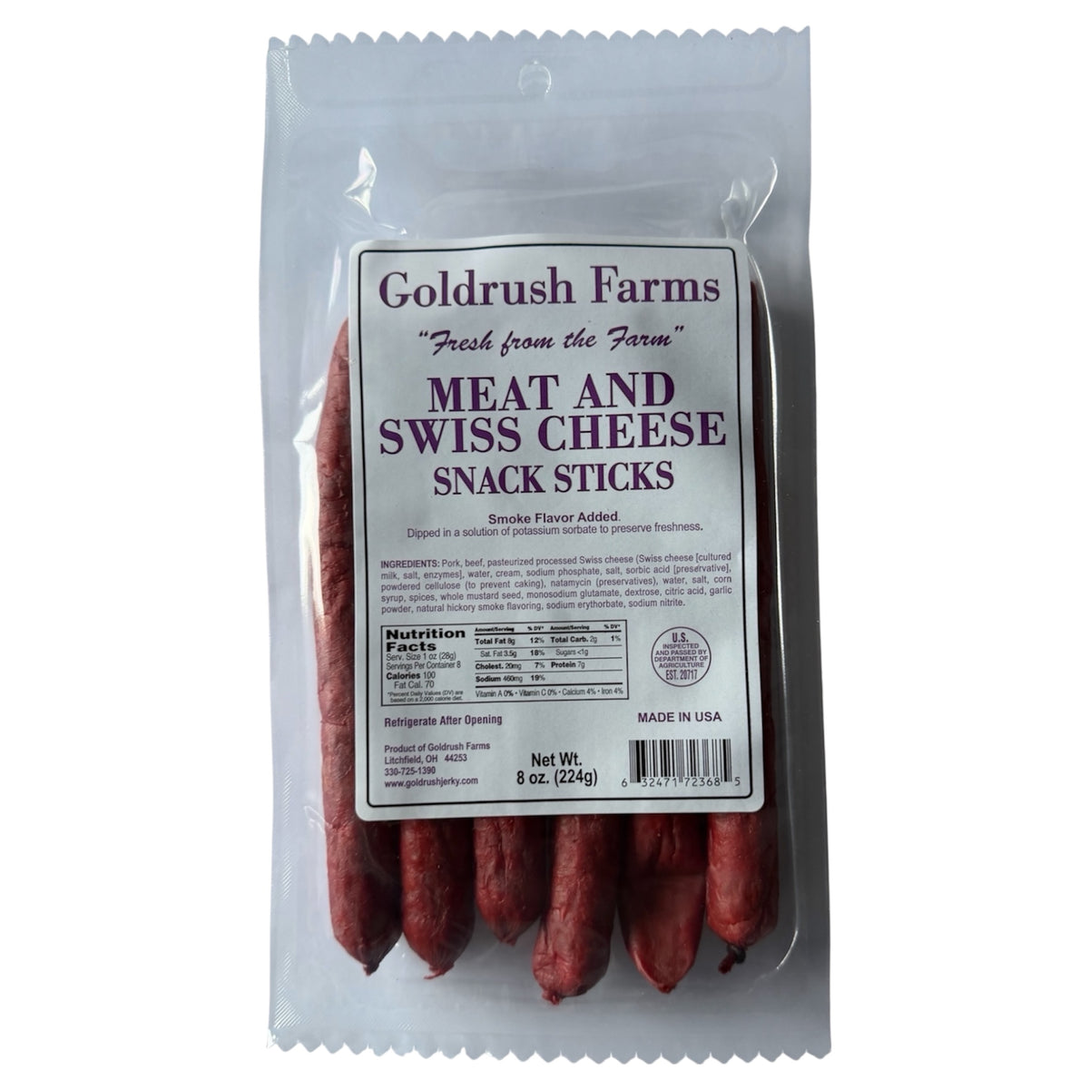 Goldrush Farms Beef Sticks - 8oz Snack Sticks - 8 Ounce Beef Stick Bags -  High-Quality Meat Snack