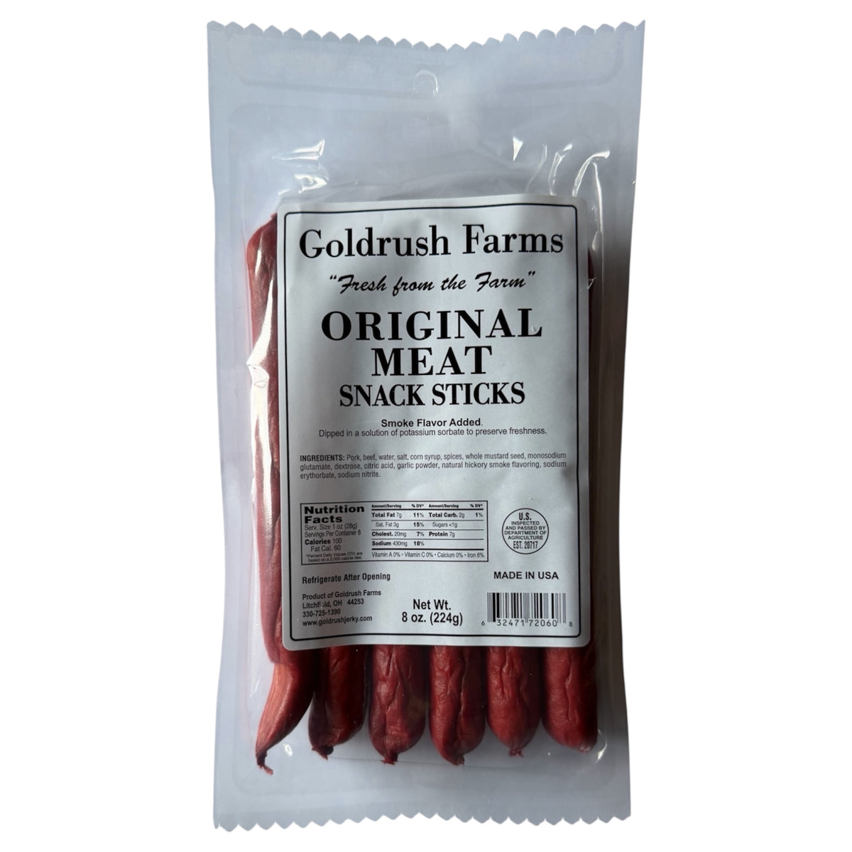 Goldrush Farms Beef Sticks - 8oz Snack Sticks - 8 Ounce Beef Stick Bags -  High-Quality Meat Snack